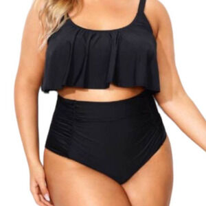 New Meet Curve High Waist Black Bikini Bottoms Size 4X (Bottoms Only)
